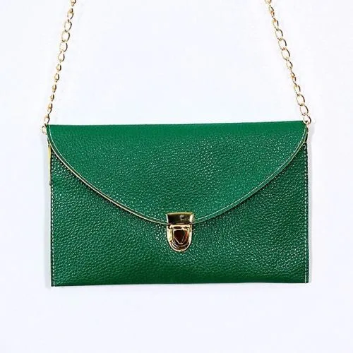 Ladies ENVELOPE Purse Handbag w/ Gold Clutch Chain - Assorted Colors