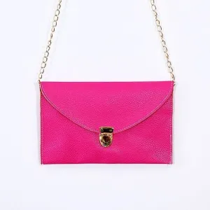 Ladies ENVELOPE Purse Handbag w/ Gold Clutch Chain - Assorted Colors