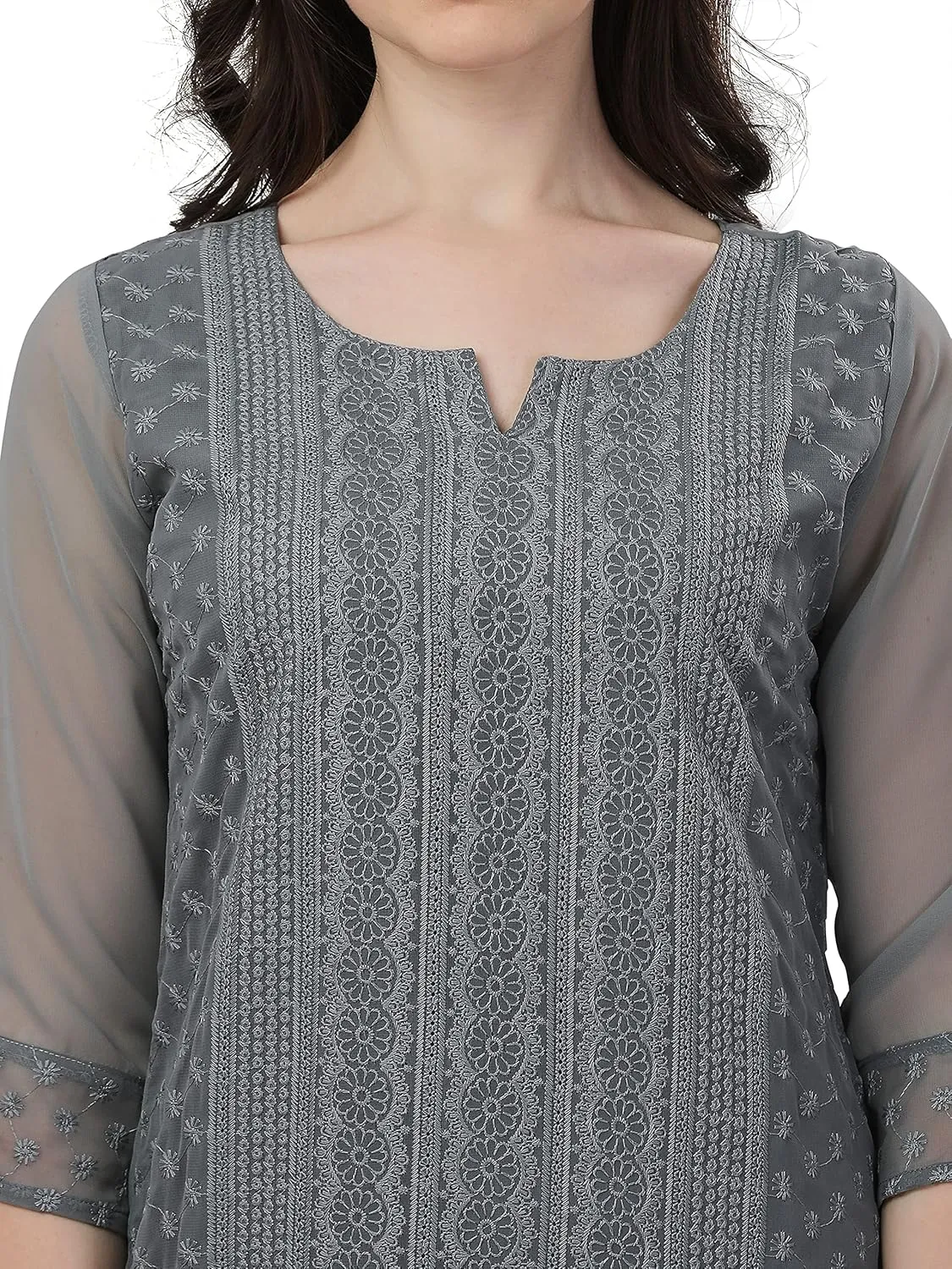 Ladies Georgette Embroidered Traditional Straight Kurta