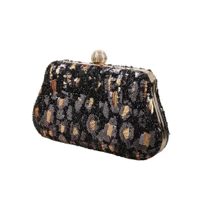Lady Leopard Sequin Party Clutch Purse