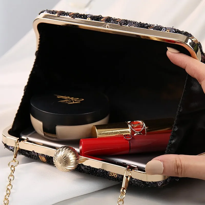 Lady Leopard Sequin Party Clutch Purse