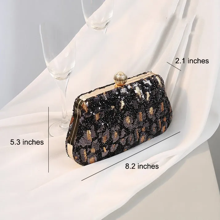 Lady Leopard Sequin Party Clutch Purse