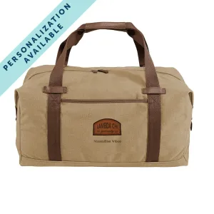Lambda Chi Khaki Canvas Duffel With Leather Patch Lambda Chi Khaki Canvas Duffel With Leather Patch