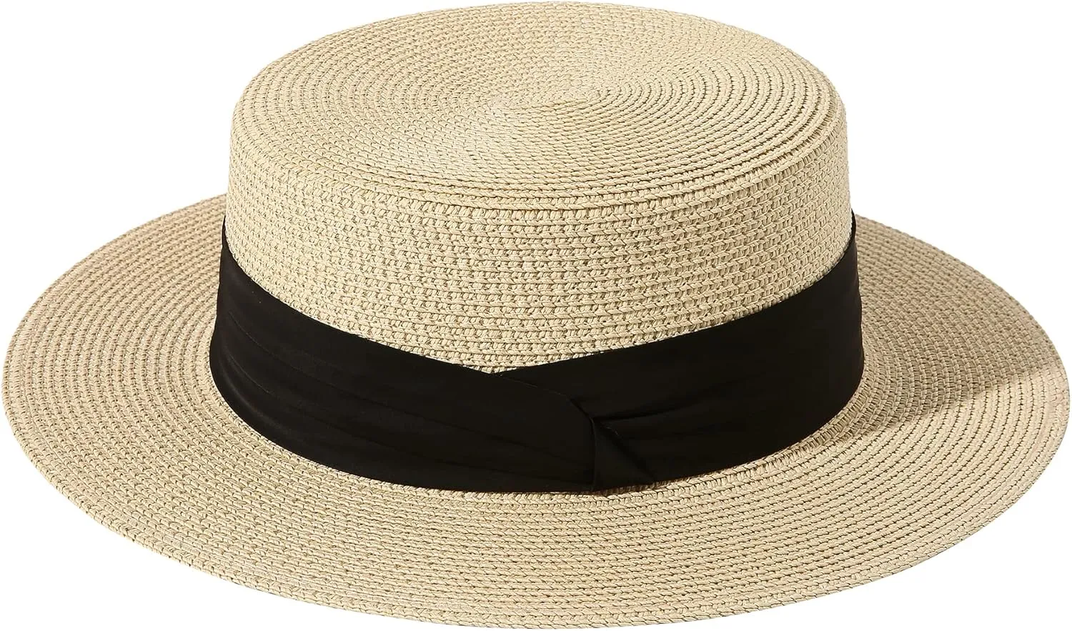 Lanzom Sun Hats for Women Wide Brim Straw Boater Hat Foldable Packable Beach Hat for Summer Fit Size 6 8/7-7 1/4