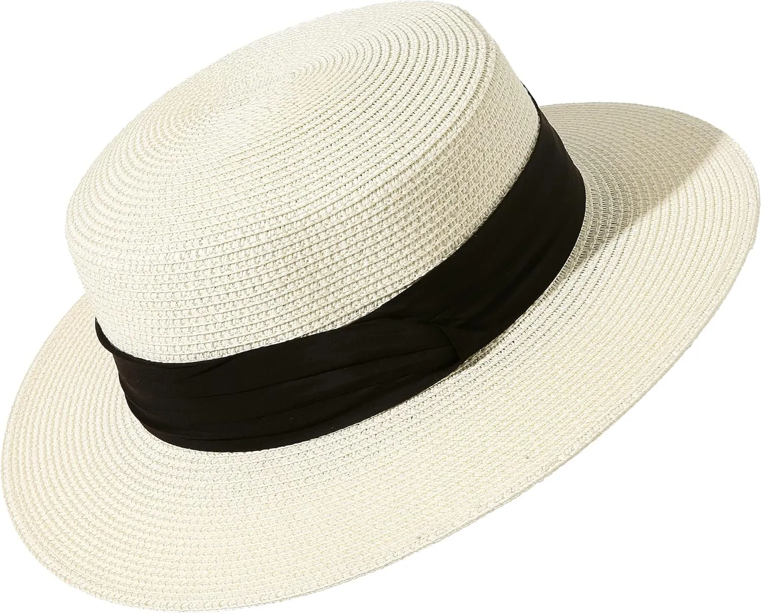 Lanzom Sun Hats for Women Wide Brim Straw Boater Hat Foldable Packable Beach Hat for Summer Fit Size 6 8/7-7 1/4