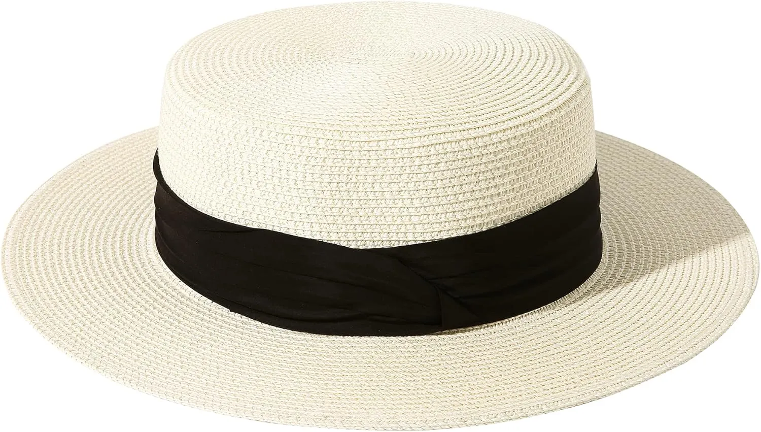 Lanzom Sun Hats for Women Wide Brim Straw Boater Hat Foldable Packable Beach Hat for Summer Fit Size 6 8/7-7 1/4