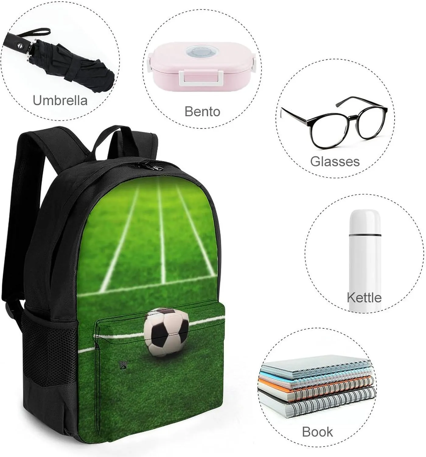 Laptop Backpack for Women Men Daypack Grass Field Soccer Playground Backpacks Computer Bag Travel Laptop Bag Casual Work Bag