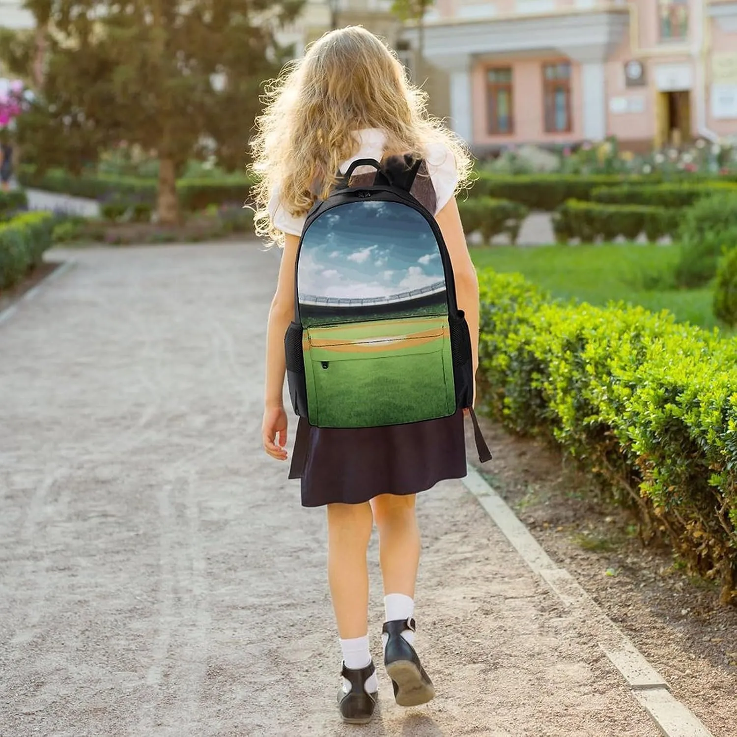 Laptop Backpack for Women Men Daypack Green Baseball Field Backdrop Backpacks Computer Bag Travel Laptop Bag Casual Work Bag