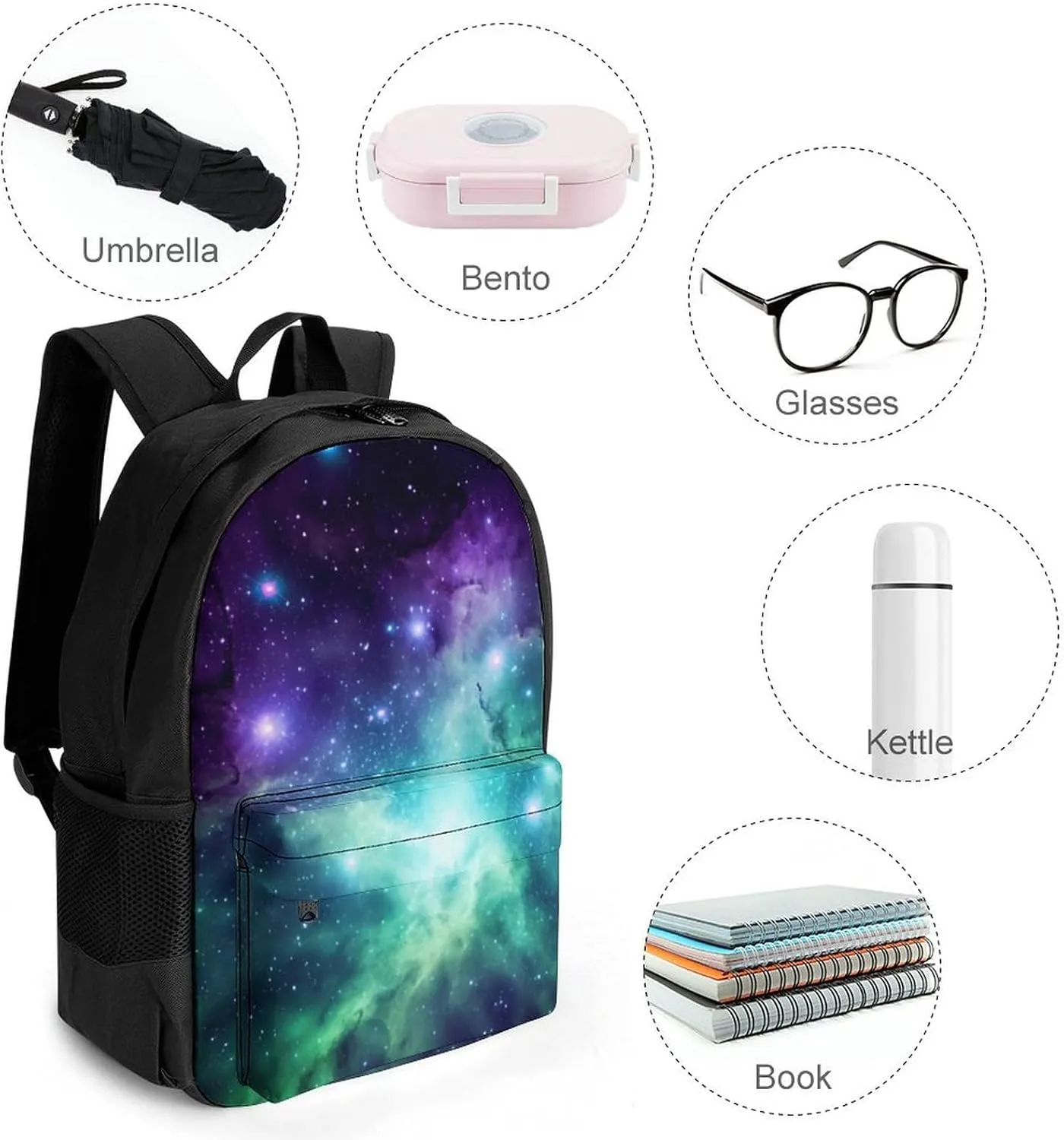 Laptop Backpack for Women Men Daypack Green Blue Purple Galaxy Backpacks Computer Bag Travel Laptop Bag Casual Work Bag