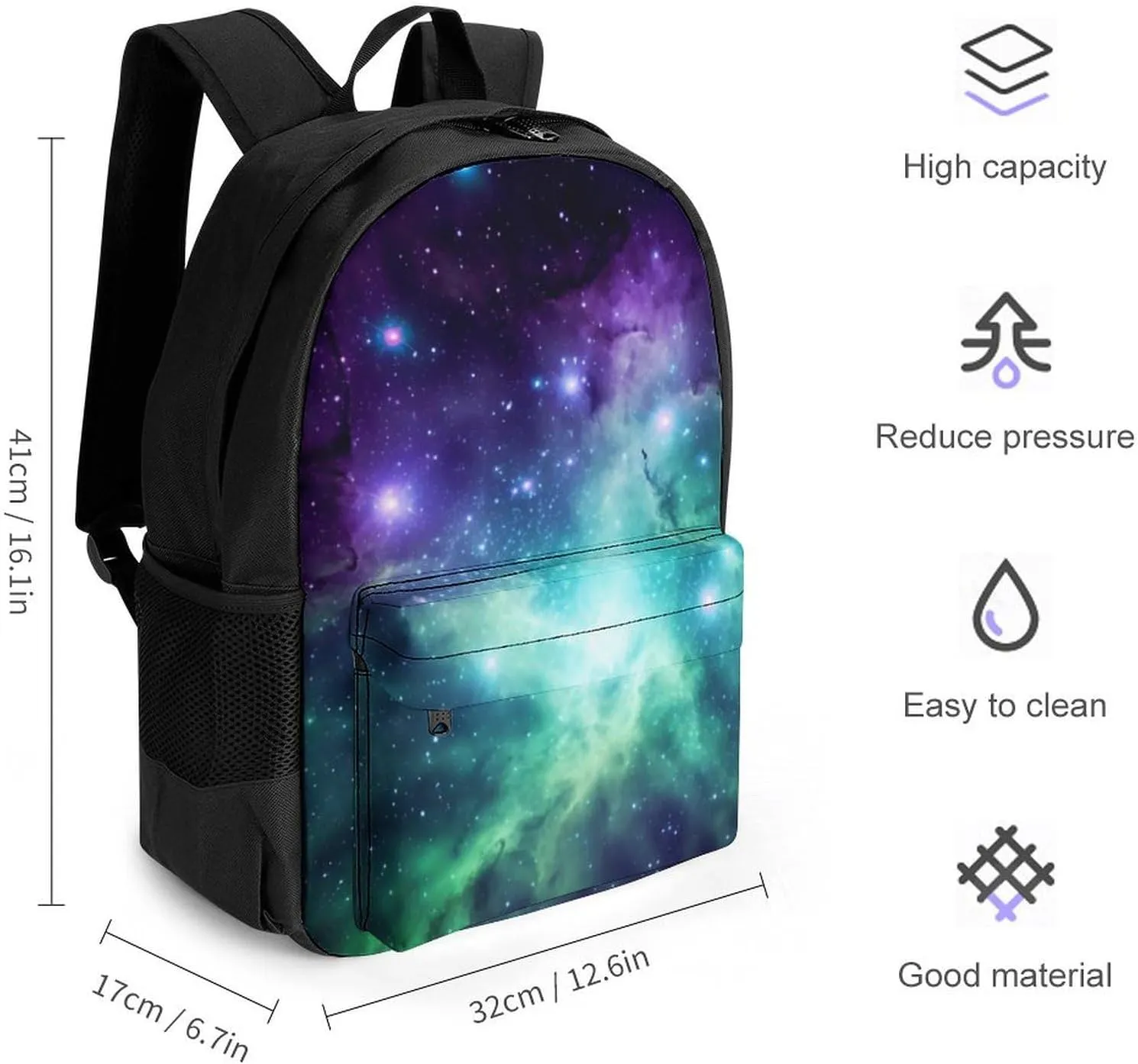 Laptop Backpack for Women Men Daypack Green Blue Purple Galaxy Backpacks Computer Bag Travel Laptop Bag Casual Work Bag
