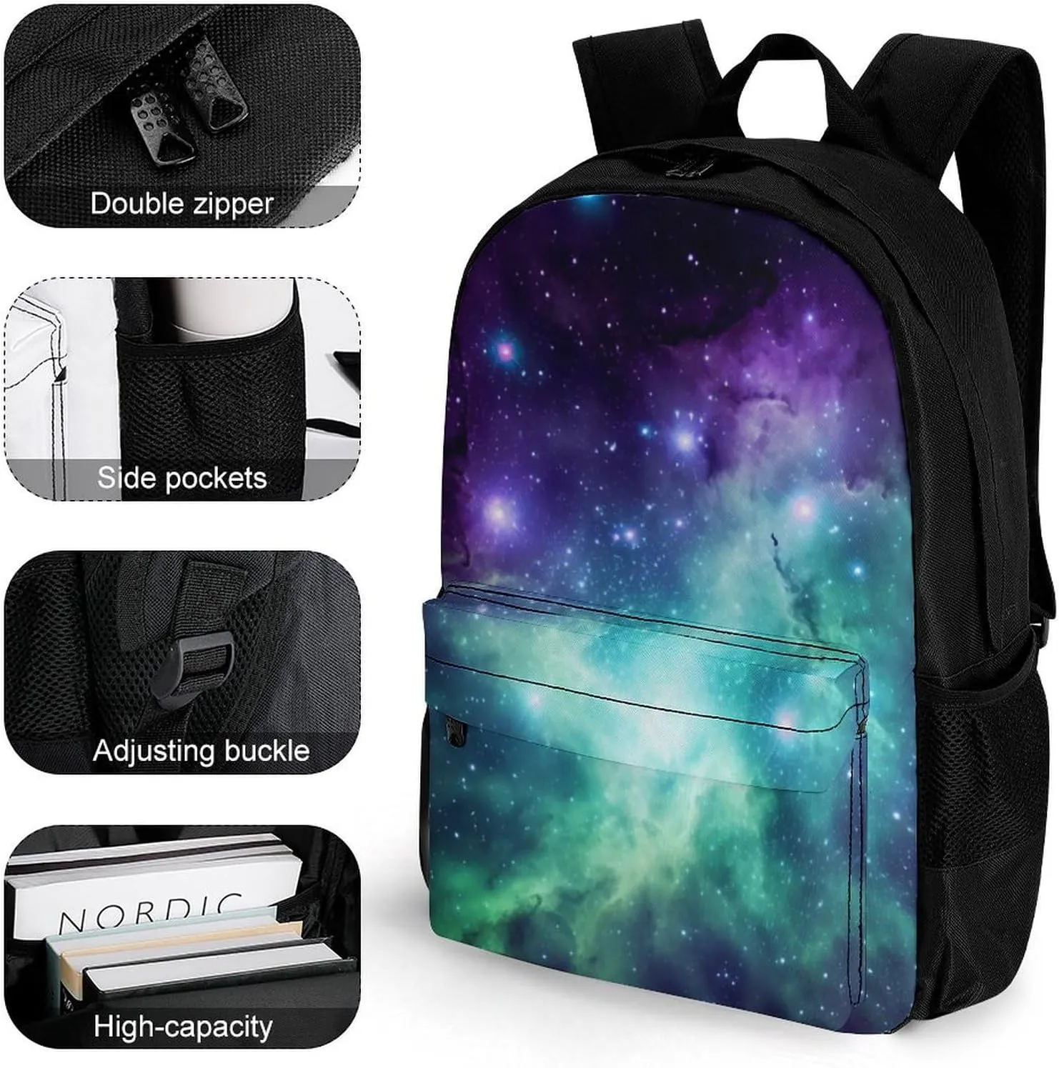 Laptop Backpack for Women Men Daypack Green Blue Purple Galaxy Backpacks Computer Bag Travel Laptop Bag Casual Work Bag