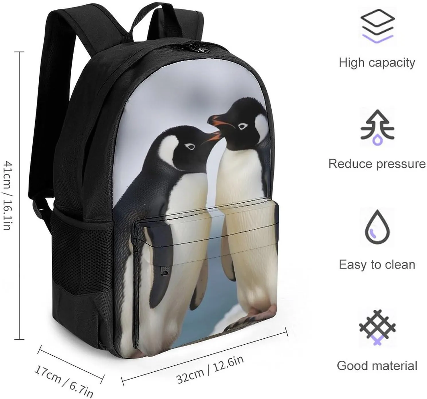 Laptop Backpack for Women Men Daypack I Love Penguins Backpacks Computer Bag Travel Laptop Bag Casual Work Bag