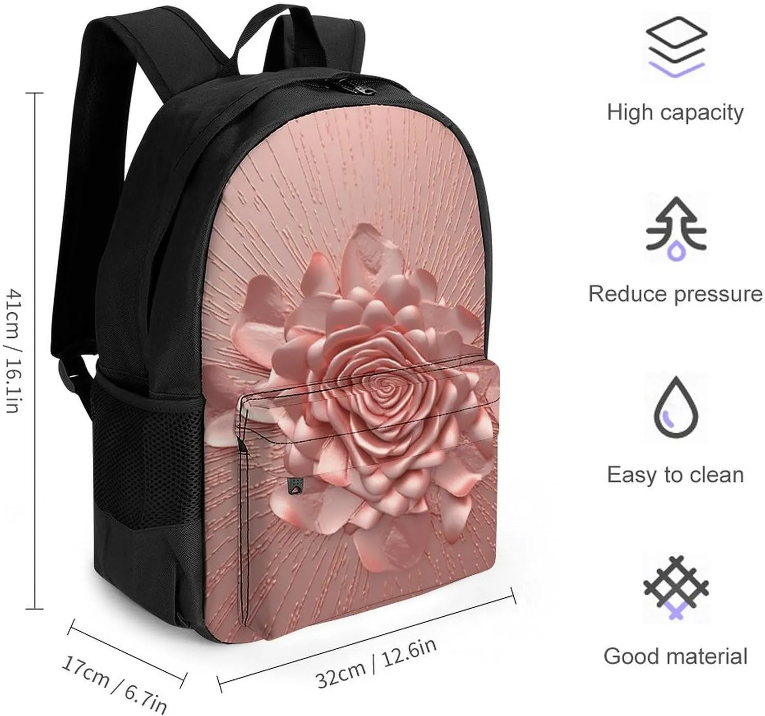 Laptop Backpack for Women Men Daypack Rose Backpacks Computer Bag Travel Laptop Bag Casual Work Bag