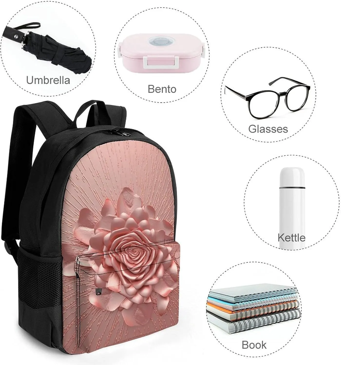 Laptop Backpack for Women Men Daypack Rose Backpacks Computer Bag Travel Laptop Bag Casual Work Bag