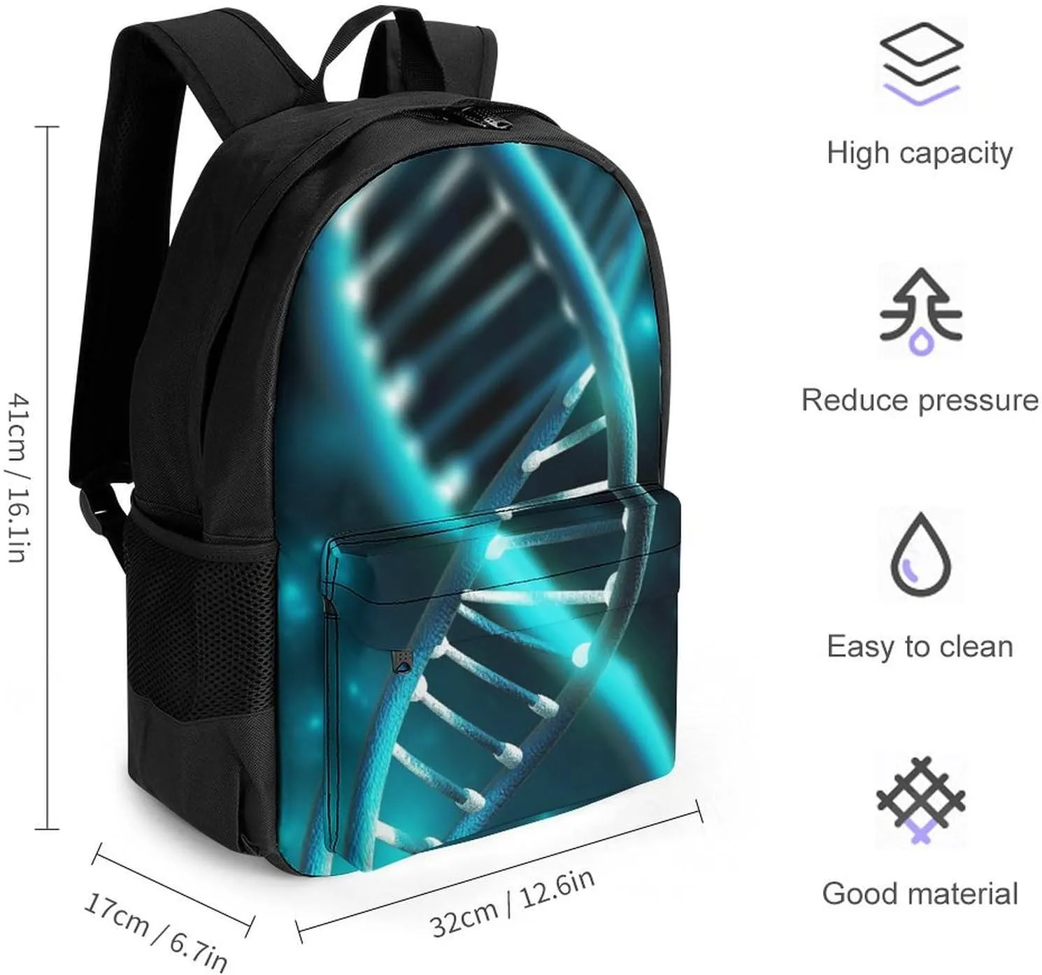 Laptop Backpack for Women Men Daypack Science Gene Strand Backpacks Computer Bag Travel Laptop Bag Casual Work Bag, 42x30.5cm, XB0604116
