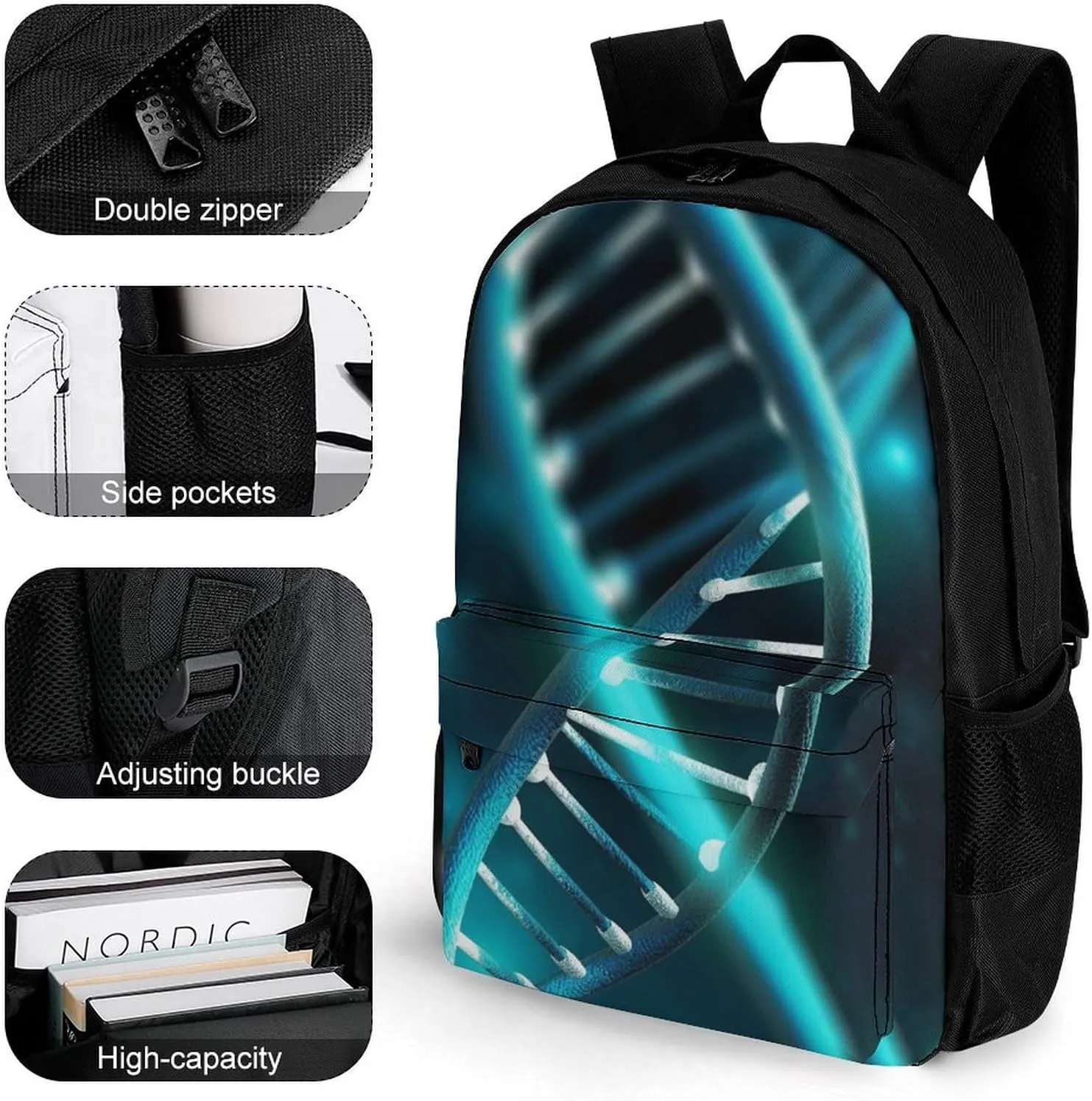 Laptop Backpack for Women Men Daypack Science Gene Strand Backpacks Computer Bag Travel Laptop Bag Casual Work Bag, 42x30.5cm, XB0604116