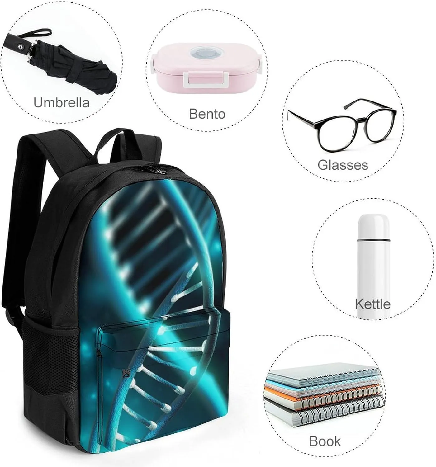 Laptop Backpack for Women Men Daypack Science Gene Strand Backpacks Computer Bag Travel Laptop Bag Casual Work Bag, 42x30.5cm, XB0604116