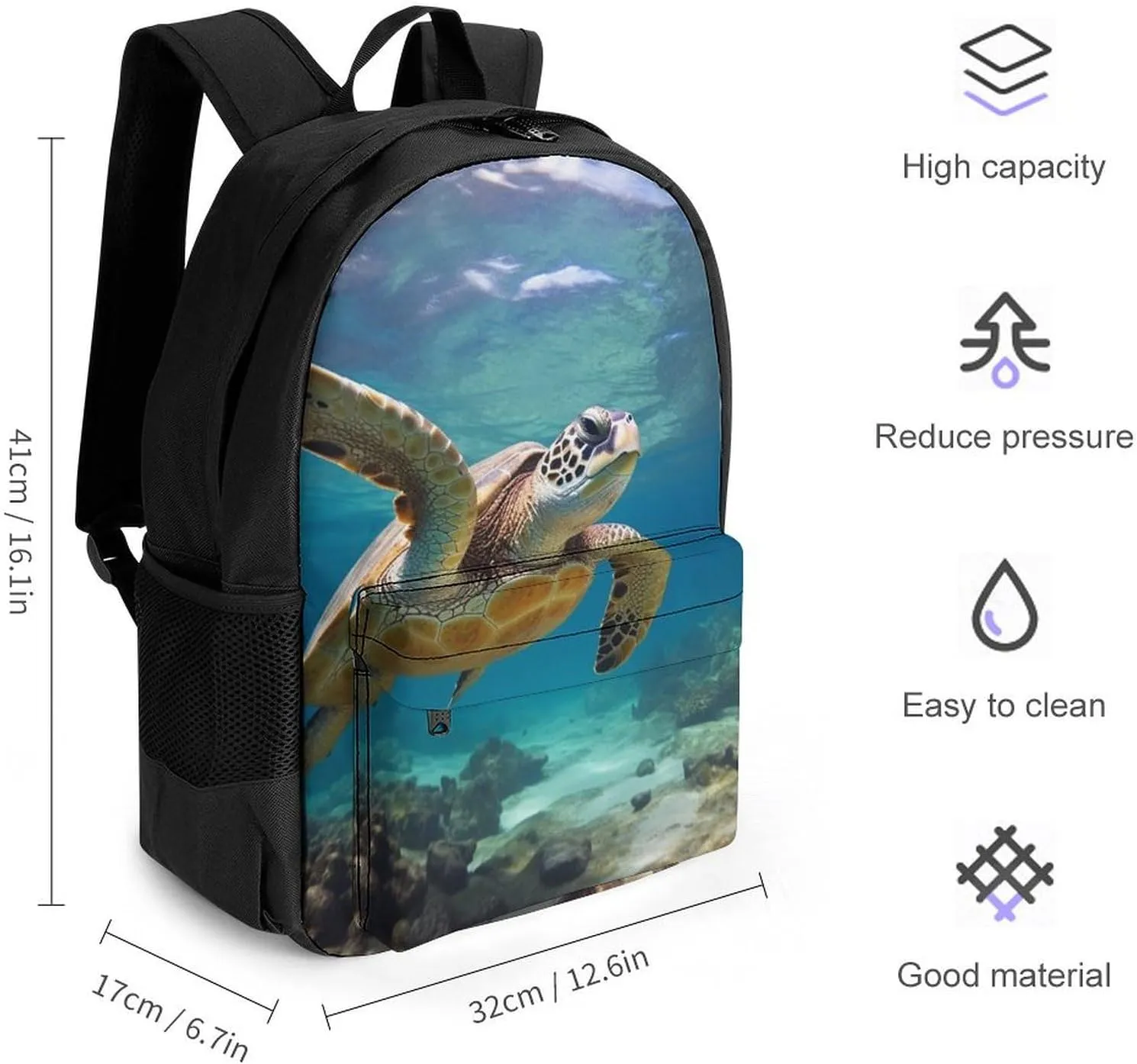 Laptop Backpack for Women Men Daypack Sea Turtle Backpacks Computer Bag Travel Laptop Bag Casual Work Bag