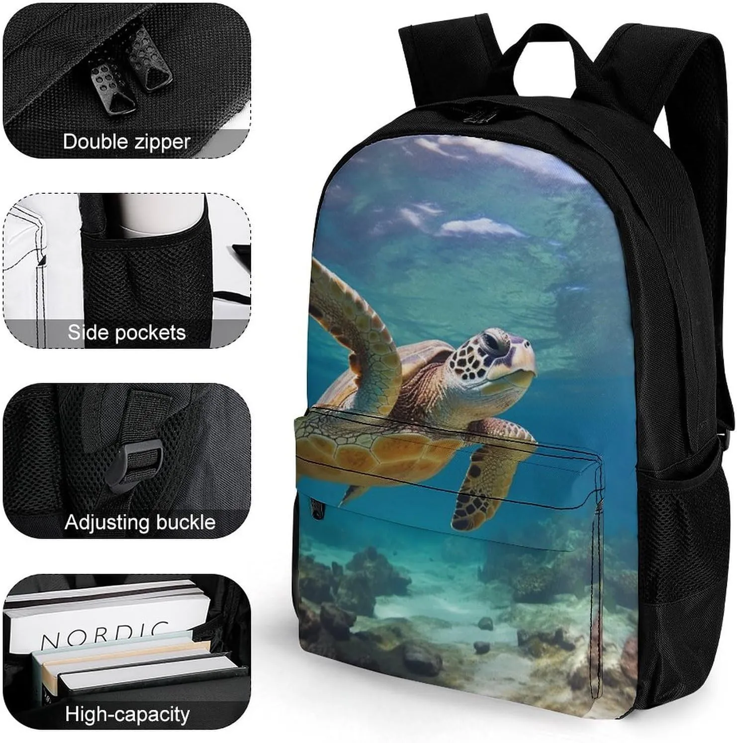 Laptop Backpack for Women Men Daypack Sea Turtle Backpacks Computer Bag Travel Laptop Bag Casual Work Bag