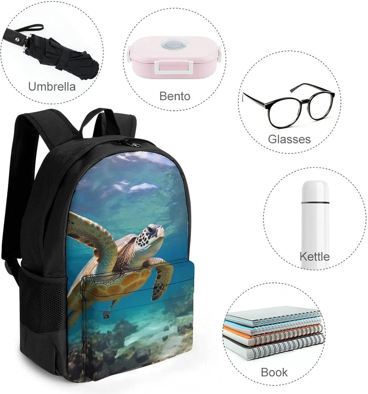 Laptop Backpack for Women Men Daypack Sea Turtle Backpacks Computer Bag Travel Laptop Bag Casual Work Bag