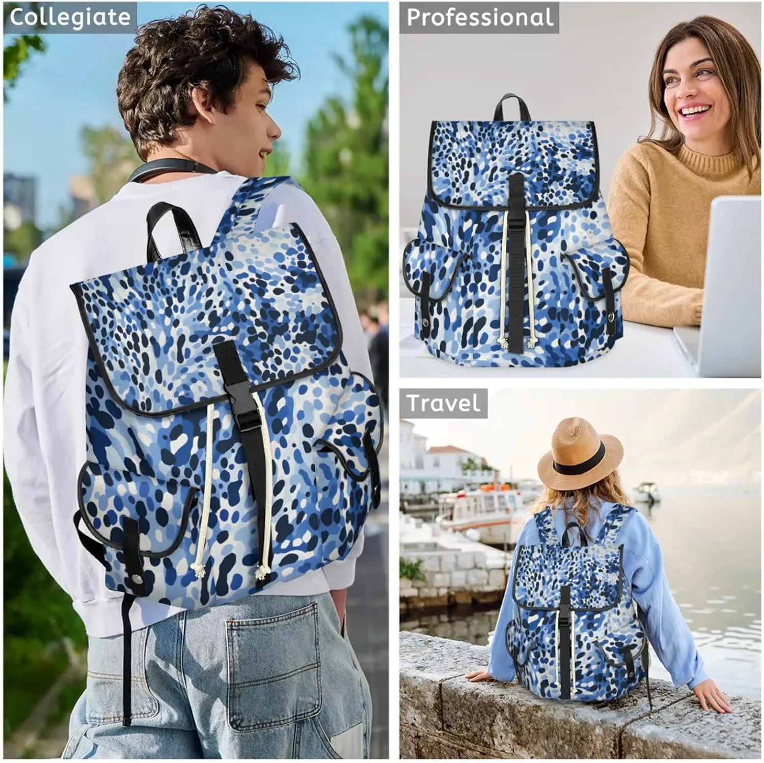 Laptop Backpacks Camouflage Spots Travel Backpack for Women Work Backpack Computer Bag for Business Travel Fits 15 Inch Laptop