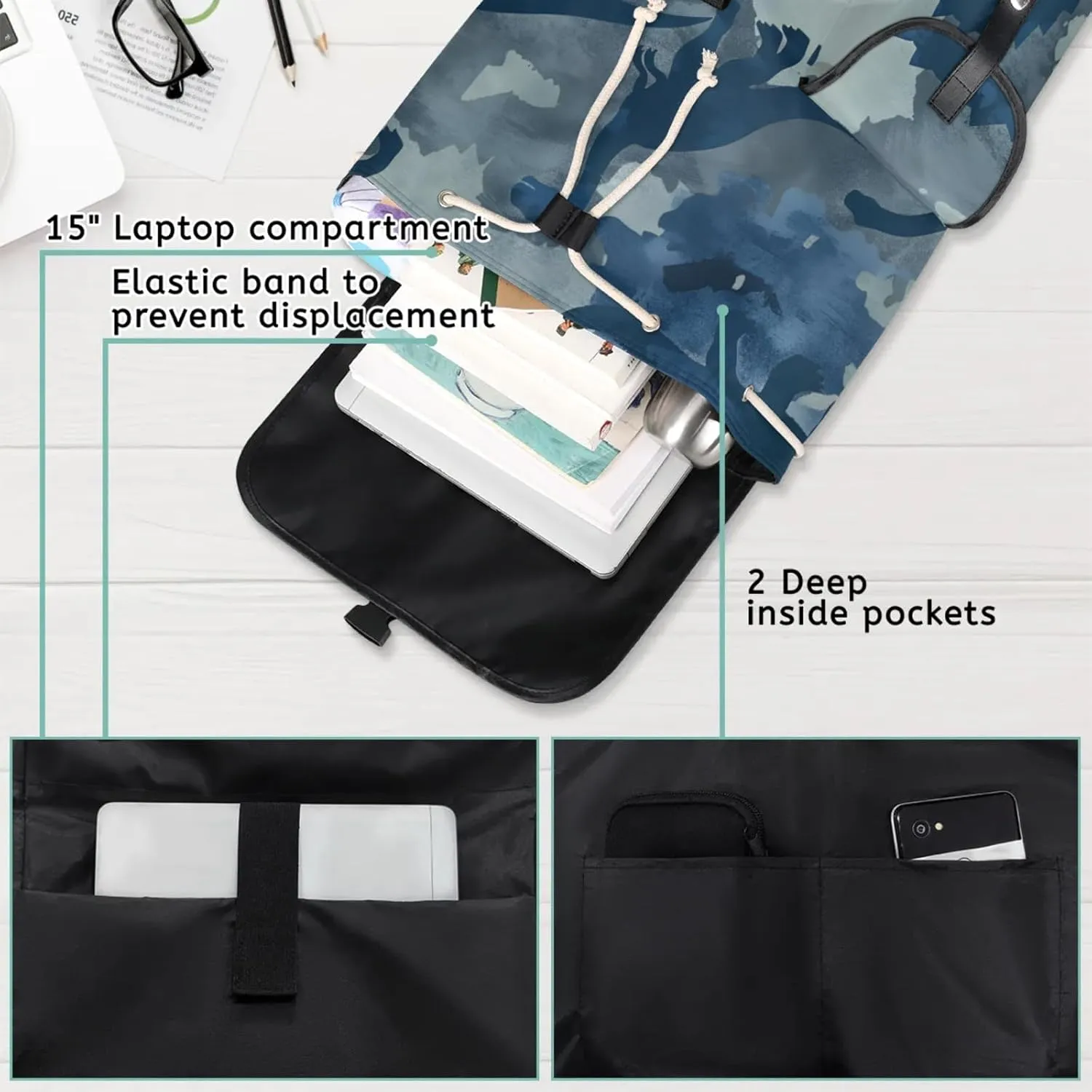 Laptop Backpacks Dinosaurs Camouflage Travel Backpack for Women Work Backpack Computer Bag for Business Travel Fits 15 Inch Laptop