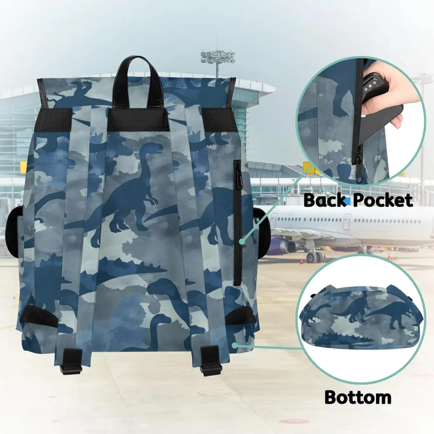 Laptop Backpacks Dinosaurs Camouflage Travel Backpack for Women Work Backpack Computer Bag for Business Travel Fits 15 Inch Laptop