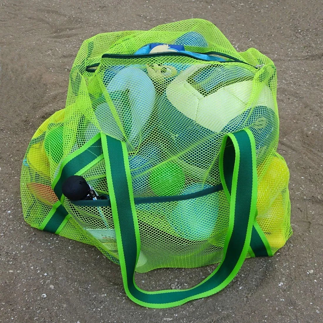 Large Beach Bag with Zipper Lightweight Beach Toy Bag Mesh Bag for Swimming Pool Sand Toys