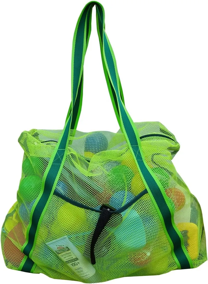 Large Beach Bag with Zipper Lightweight Beach Toy Bag Mesh Bag for Swimming Pool Sand Toys