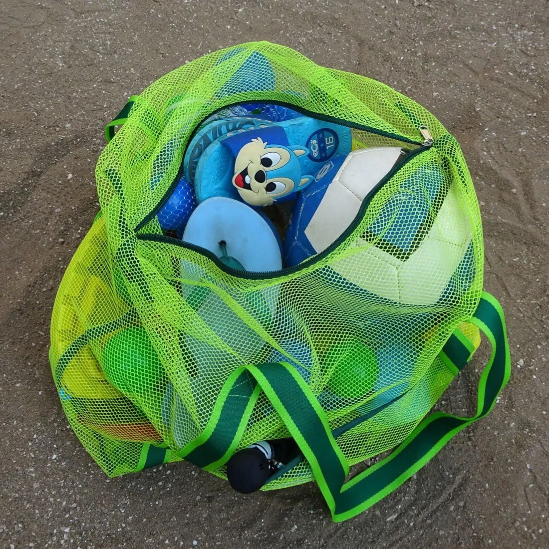 Large Beach Bag with Zipper Lightweight Beach Toy Bag Mesh Bag for Swimming Pool Sand Toys