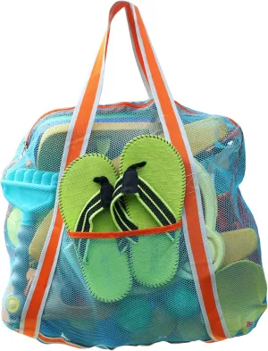 Large Beach Bag with Zipper - Lightweight Mesh Bag for Swimming Pool Sand Toys