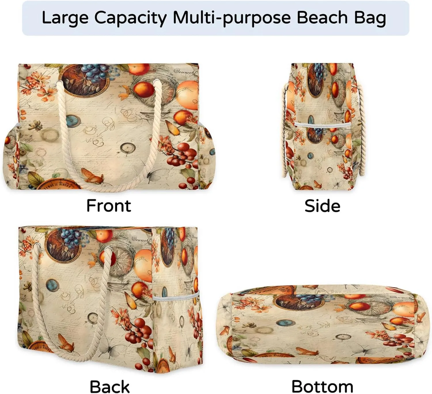 Large Beach Bags for Women and Men, Waterproof Tote with Zipper, Reusable Grocery Shopping Shoulder Bag