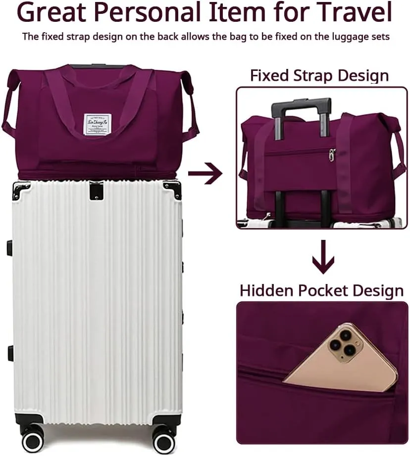 Large Capacity Foldable Travel Bag, Expandable Waterproof Carry on Bag, Dry and Wet Separation Spor Duffel Bags