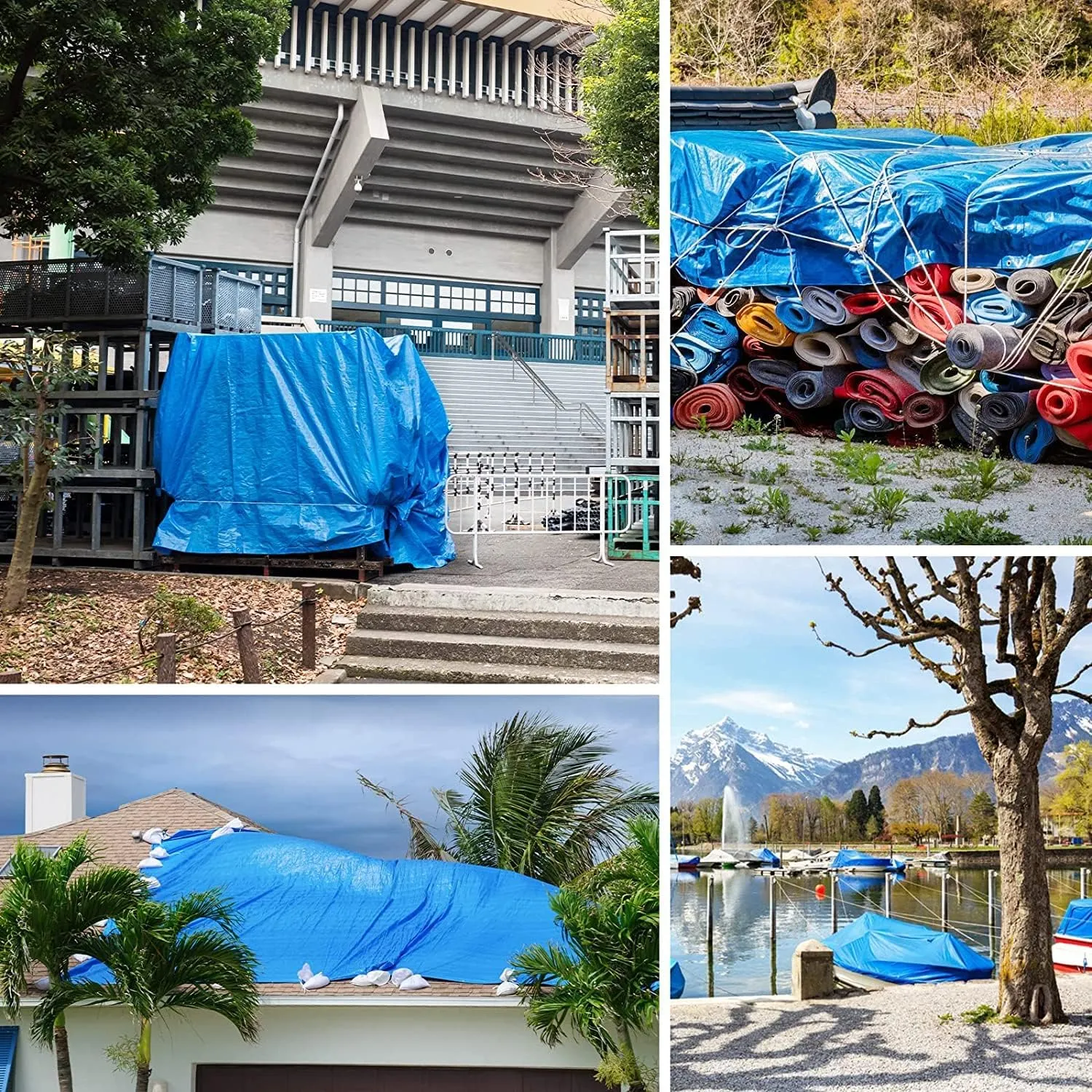 Large Tarp, Tarps Heavy Duty Waterproof 30x30, Waterproof Plastic Poly 16 Mil Thick Tarpaulin with Metal Grommets Every 19.5 Inches - Emergency Rain Shelter, Outdoor Cover, and Camping Use