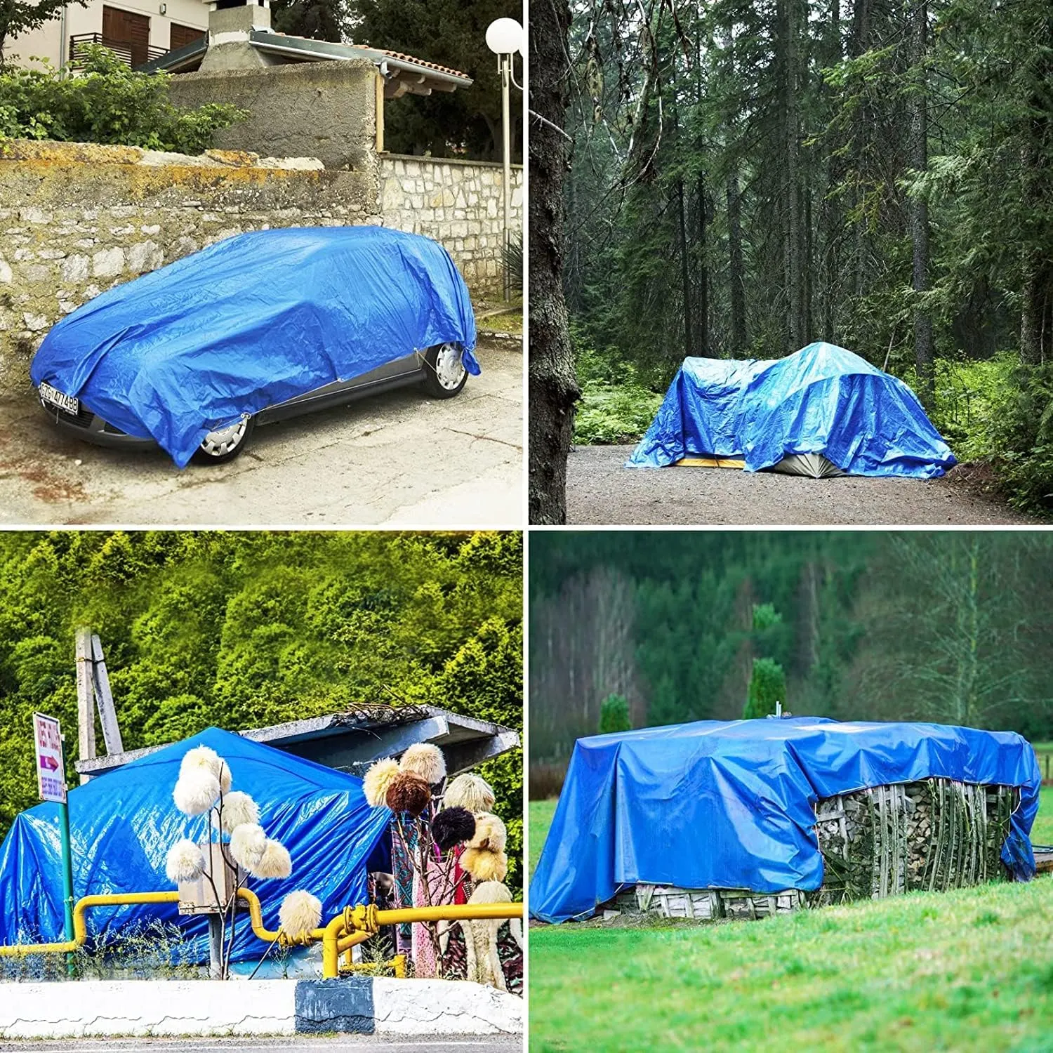 Large Tarp, Tarps Heavy Duty Waterproof 30x30, Waterproof Plastic Poly 16 Mil Thick Tarpaulin with Metal Grommets Every 19.5 Inches - Emergency Rain Shelter, Outdoor Cover, and Camping Use