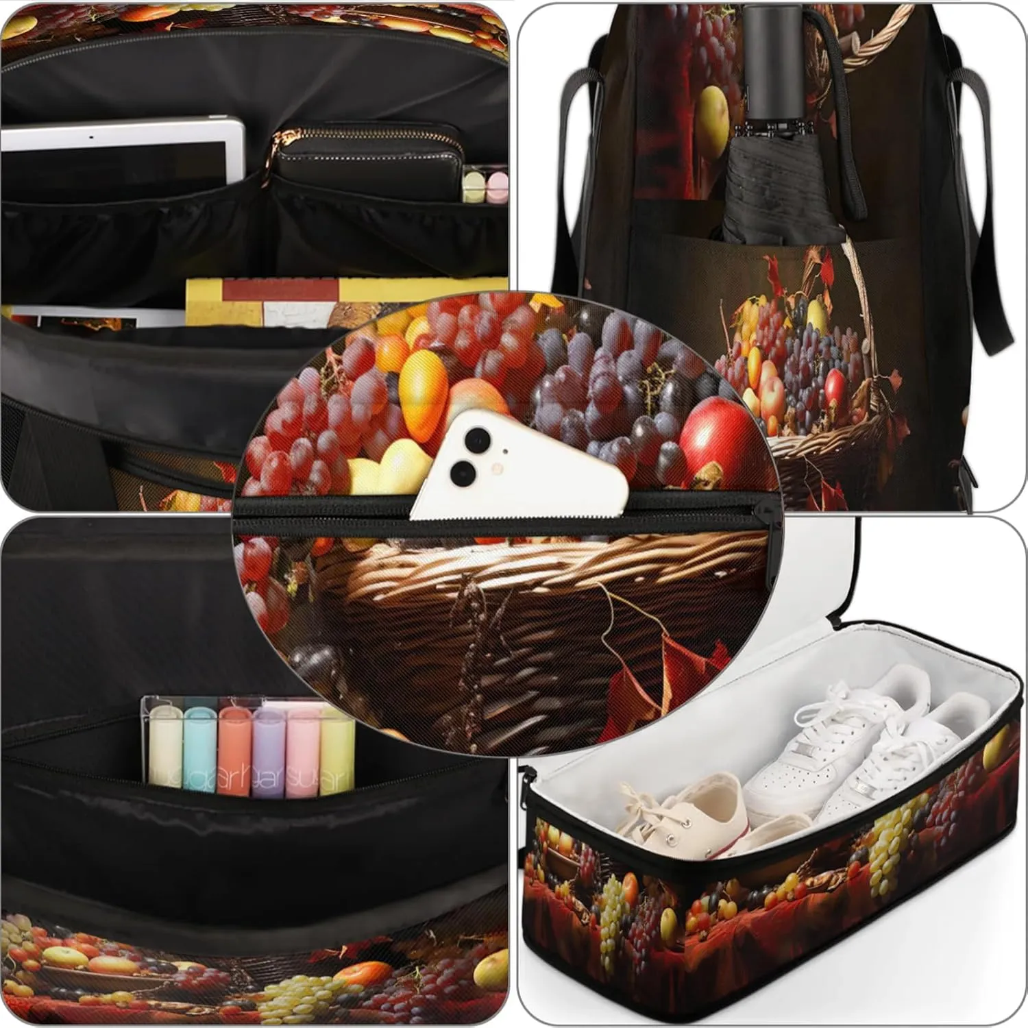 Large Travel Duffel Bag for Women Men Grapes Tropical Fruit Modern Gym Bag Weekender Overnight Bags With Shoe Compartment Foldie Travel Tote Bag Carry On Personal Item Bag for Travel Gym Sports