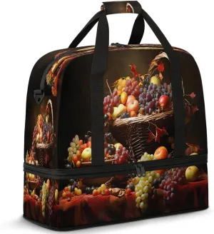 Large Travel Duffel Bag for Women Men Grapes Tropical Fruit Modern Gym Bag Weekender Overnight Bags With Shoe Compartment Foldie Travel Tote Bag Carry On Personal Item Bag for Travel Gym Sports