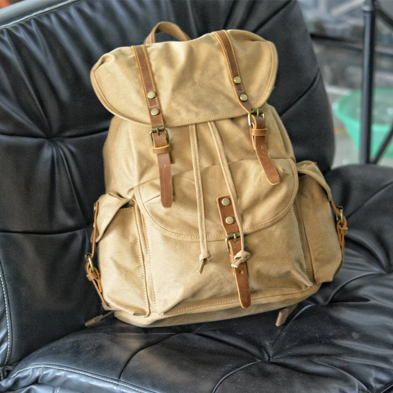 Large Vintage Canvas Backpack Travel For Men