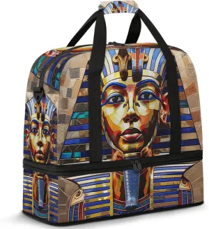 Large Weekender Overnight Bags Ethnic Egypt Colorful Travel Duffel Bag for Women Men Gym Bag With Shoe Compartment Foldie Travel Tote Bag Carry On Personal Item Bag for Travel Gym Sports