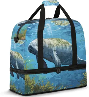 Large Weekender Overnight Bags Ocean Animal Walrus Travel Duffel Bag for Women Men Gym Bag With Shoe Compartment Foldie Travel Tote Bag Carry On Personal Item Bag for Travel Gym Sports