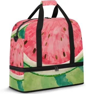Large Weekender Overnight Bags Summer Refreshing Watermelon Travel Duffel Bag for Women Men Gym Bag With Shoe Compartment Foldie Travel Tote Bag Carry On Personal Item Bag for Travel Gym Sports