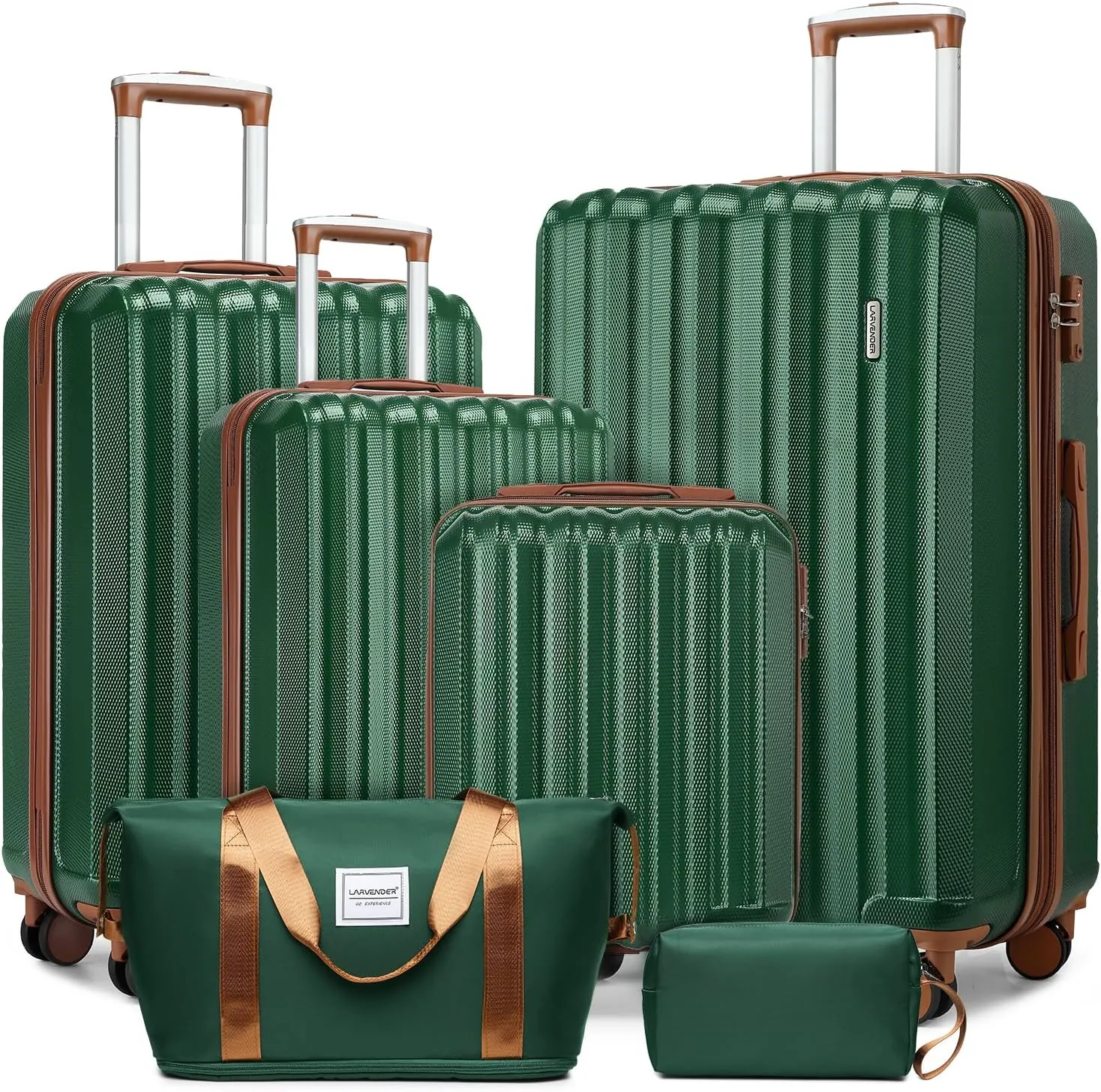 LARVENDER Luggage Set 6 Piece Large Suitcases with Wheels, Suitcase Set ABS Hard Shell Luggage Sets with Spinner Wheels, Carry On Luggage TSA Lock Travel Luggage for Men Women(Navy Blue)