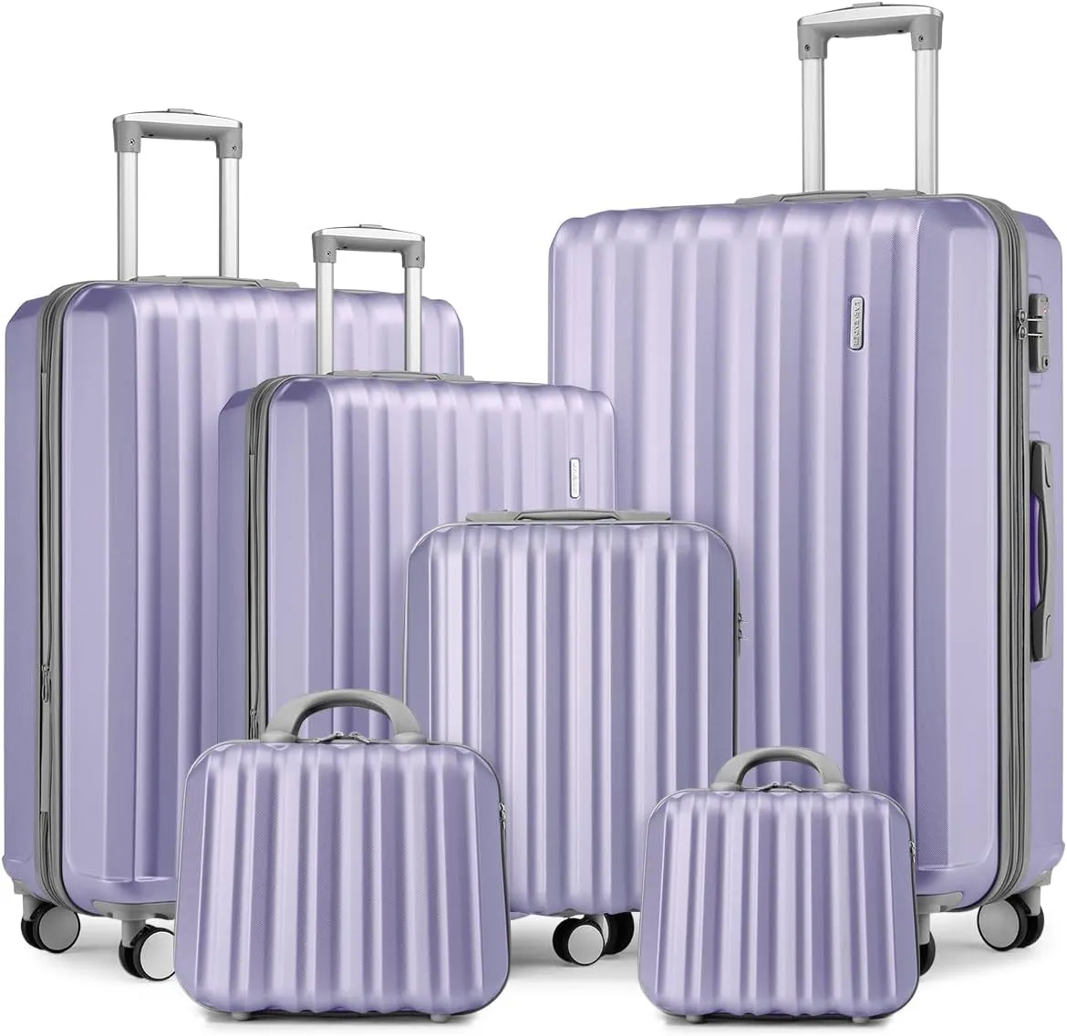 LARVENDER Luggage Set 6 Piece Large Suitcases with Wheels, Suitcase Set ABS Hard Shell Luggage Sets with Spinner Wheels, Carry On Luggage TSA Lock Travel Luggage for Men Women(Navy Blue)