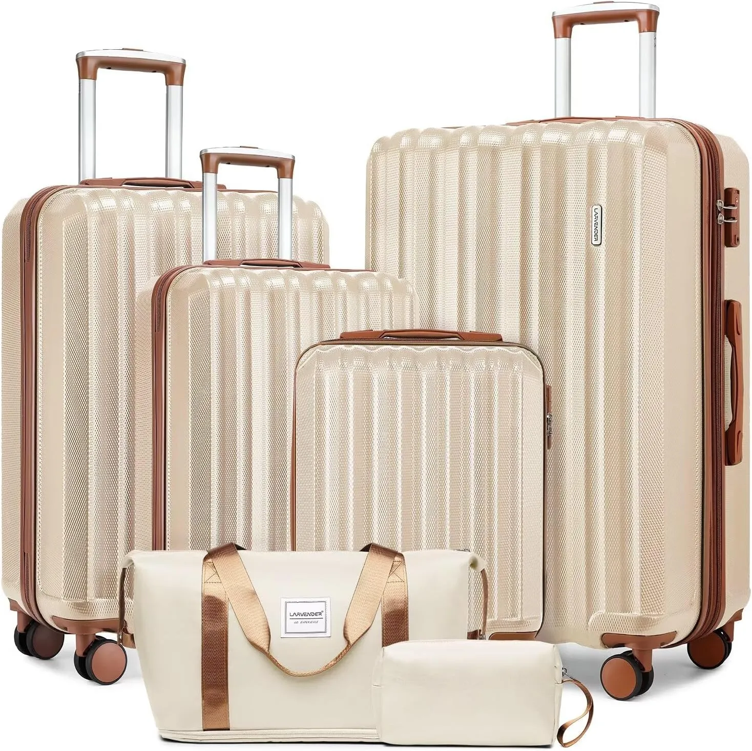 LARVENDER Luggage Set 6 Piece Large Suitcases with Wheels, Suitcase Set ABS Hard Shell Luggage Sets with Spinner Wheels, Carry On Luggage TSA Lock Travel Luggage for Men Women(Navy Blue)