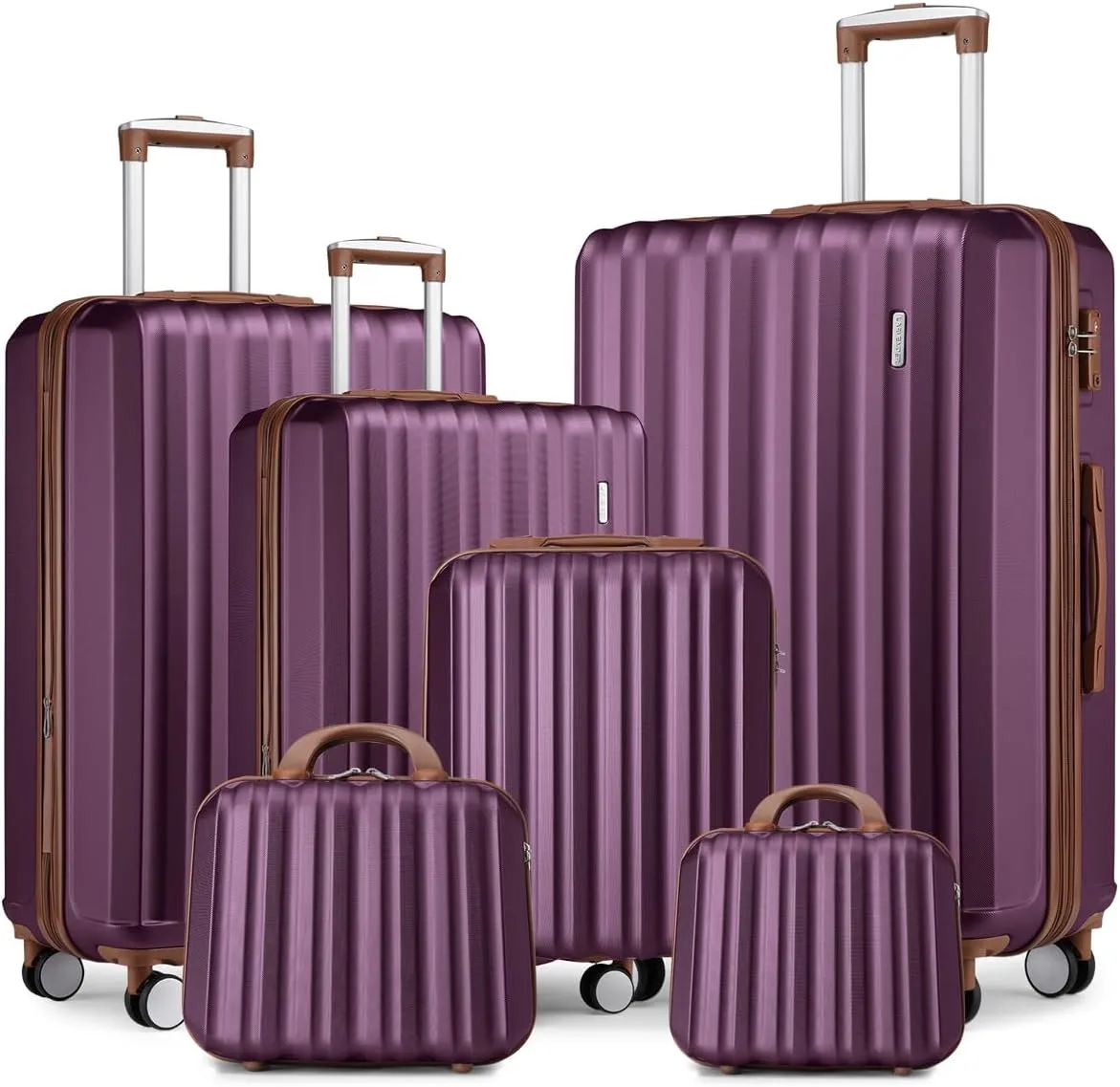 LARVENDER Luggage Set 6 Piece Large Suitcases with Wheels, Suitcase Set ABS Hard Shell Luggage Sets with Spinner Wheels, Carry On Luggage TSA Lock Travel Luggage for Men Women(Navy Blue)