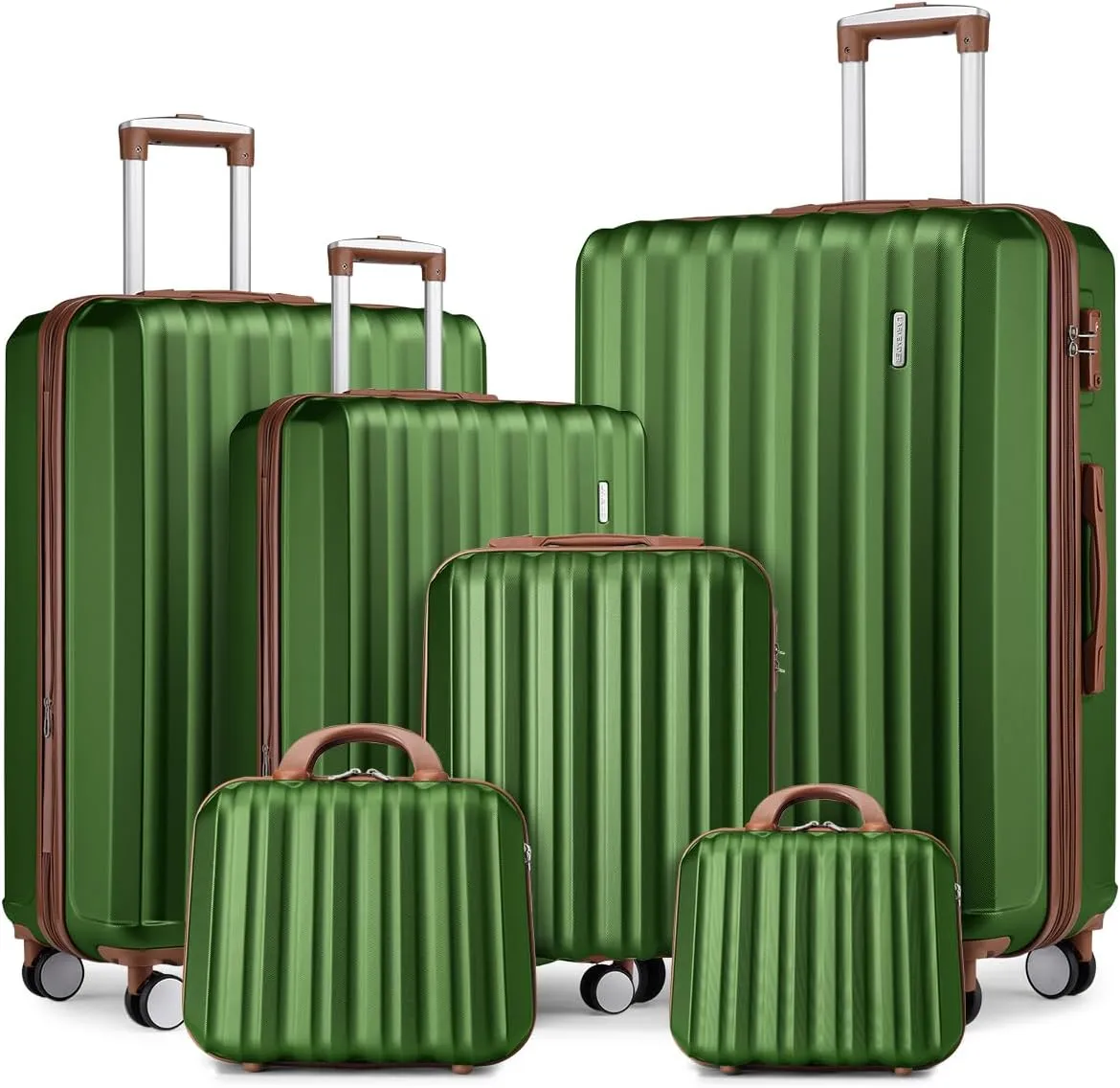LARVENDER Luggage Set 6 Piece Large Suitcases with Wheels, Suitcase Set ABS Hard Shell Luggage Sets with Spinner Wheels, Carry On Luggage TSA Lock Travel Luggage for Men Women(Navy Blue)