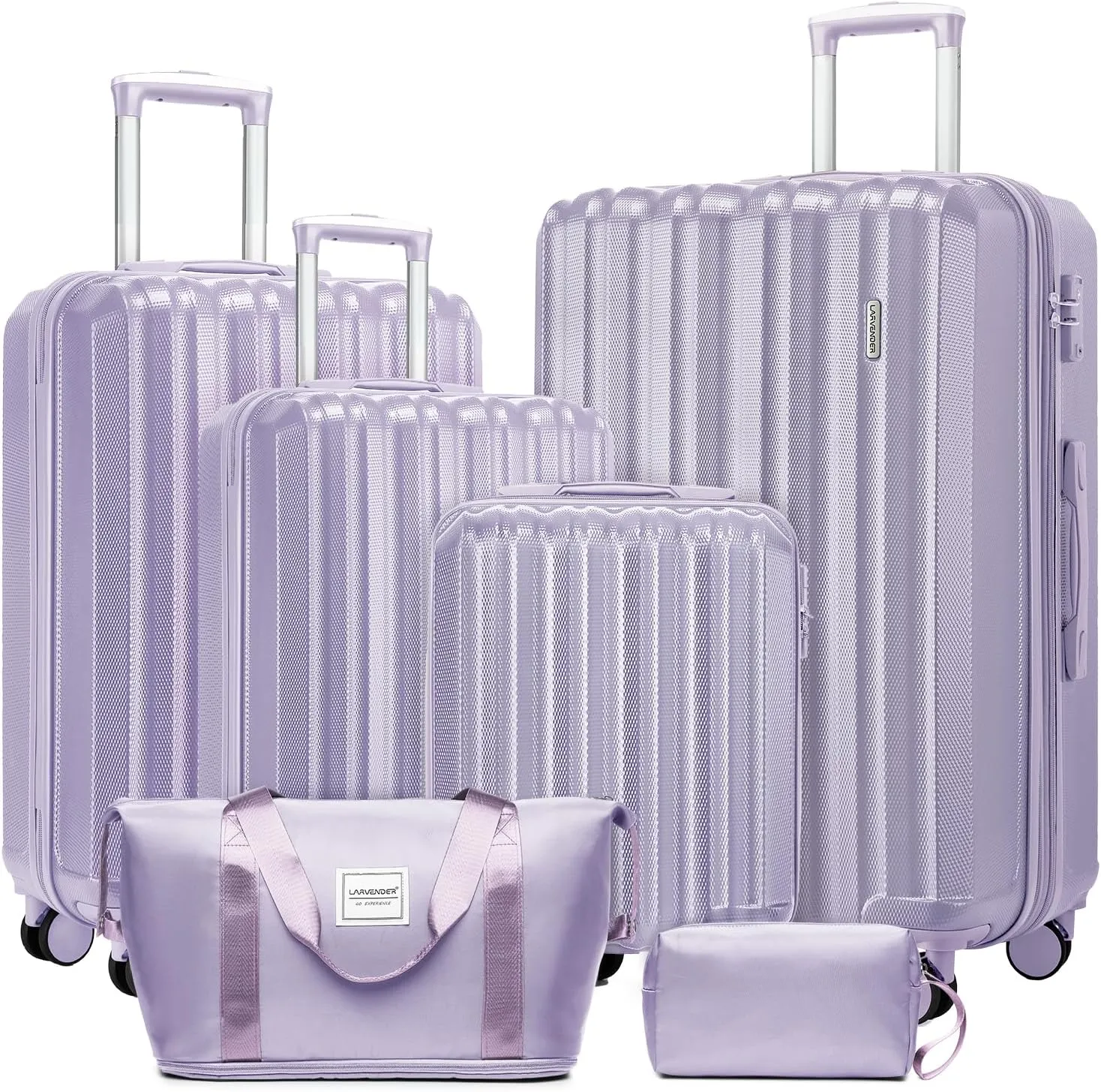 LARVENDER Luggage Set 6 Piece Large Suitcases with Wheels, Suitcase Set ABS Hard Shell Luggage Sets with Spinner Wheels, Carry On Luggage TSA Lock Travel Luggage for Men Women(Navy Blue)