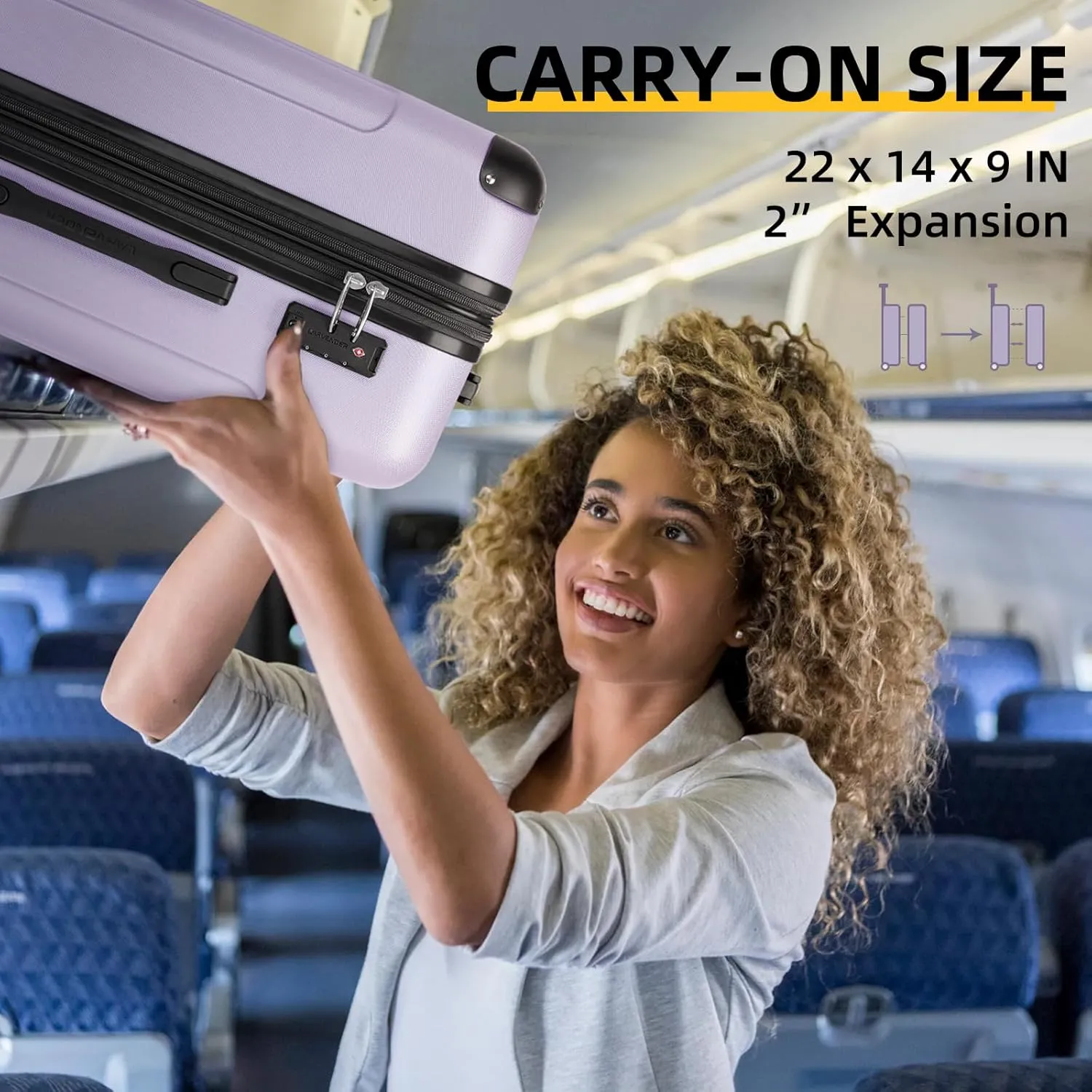 LARVENDER Luggage Sets 3 Piece, Expandable Carry on Luggage 22x14x9 Airline Approved Hardshell Suitcase with Spinner Wheels TSA Lock, Lightweight Rolling Luggage for Men and Women, Lavender