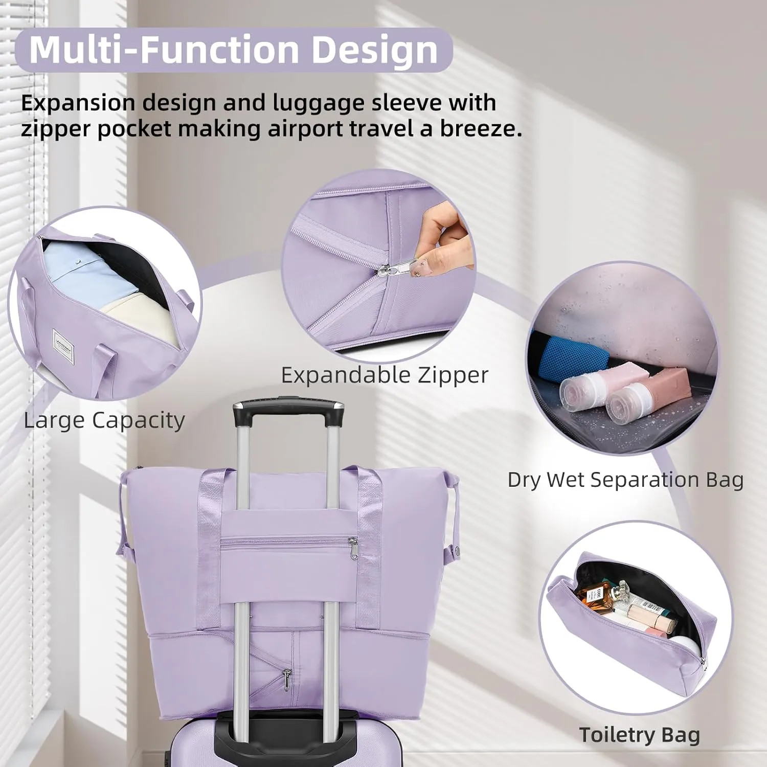 LARVENDER Luggage Sets 3 Piece, Expandable Carry on Luggage 22x14x9 Airline Approved Hardshell Suitcase with Spinner Wheels TSA Lock, Lightweight Rolling Luggage for Men and Women, Lavender