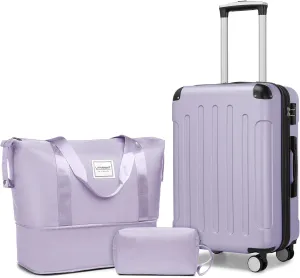 LARVENDER Luggage Sets 3 Piece, Expandable Carry on Luggage 22x14x9 Airline Approved Hardshell Suitcase with Spinner Wheels TSA Lock, Lightweight Rolling Luggage for Men and Women, Lavender